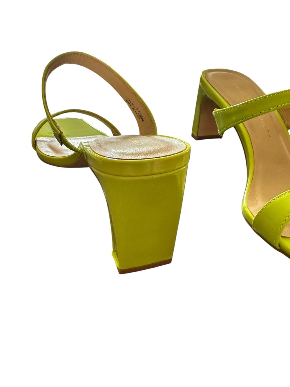 Chinese Laundry  By Shelli Segal Neon Lime Patent Double-Strap Slide Sandals nwt - Picture 2 of 4